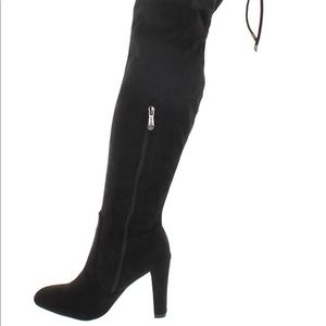 Side Zip Block Heel StretchyFit Thigh High Boots